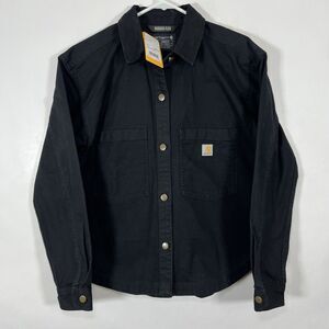 Carhartt Rugged Flex Loose Heavyweight Duck Overshirt Jacket Womens Small Black